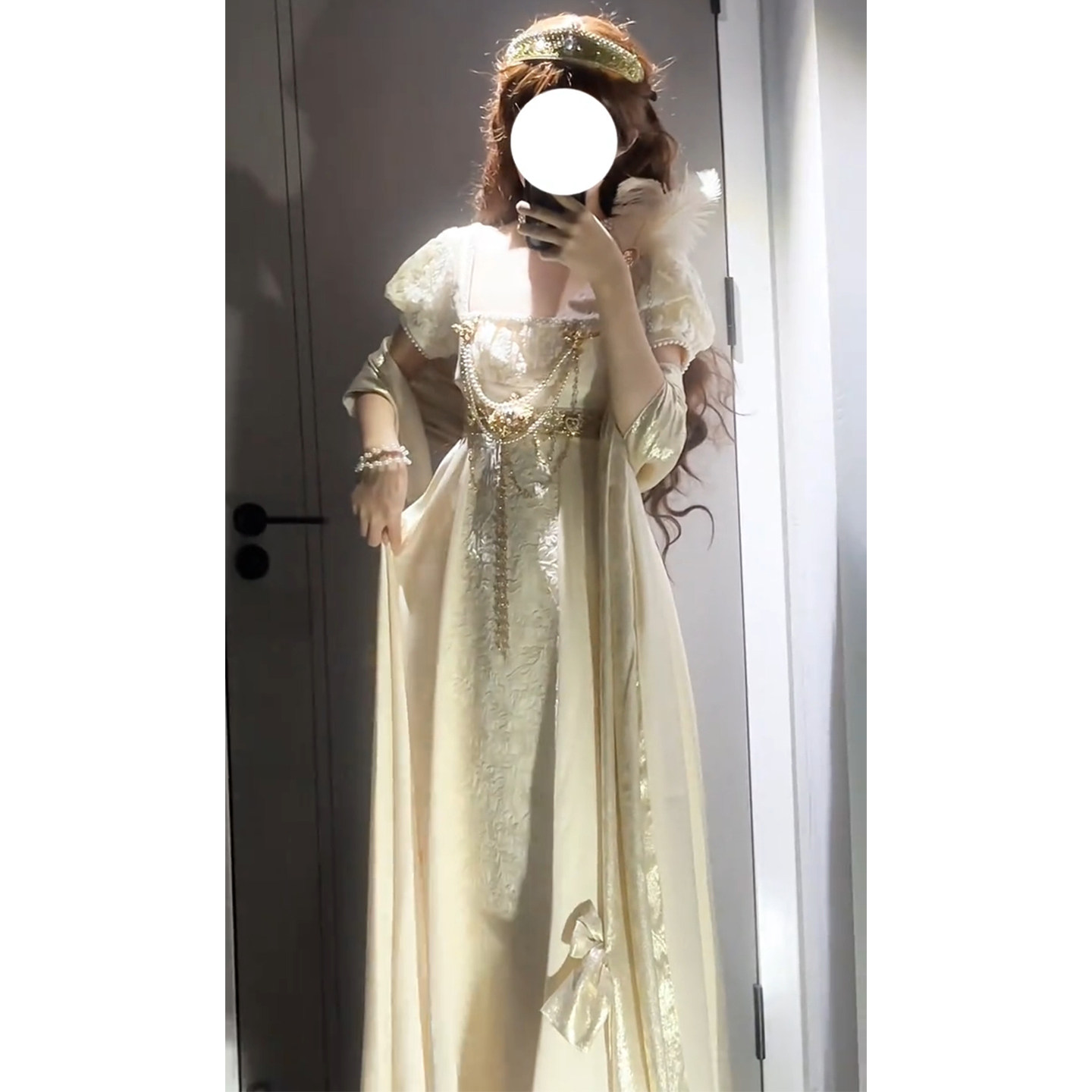 宫廷浮雕醋酸缎面帝政裙lolita裙