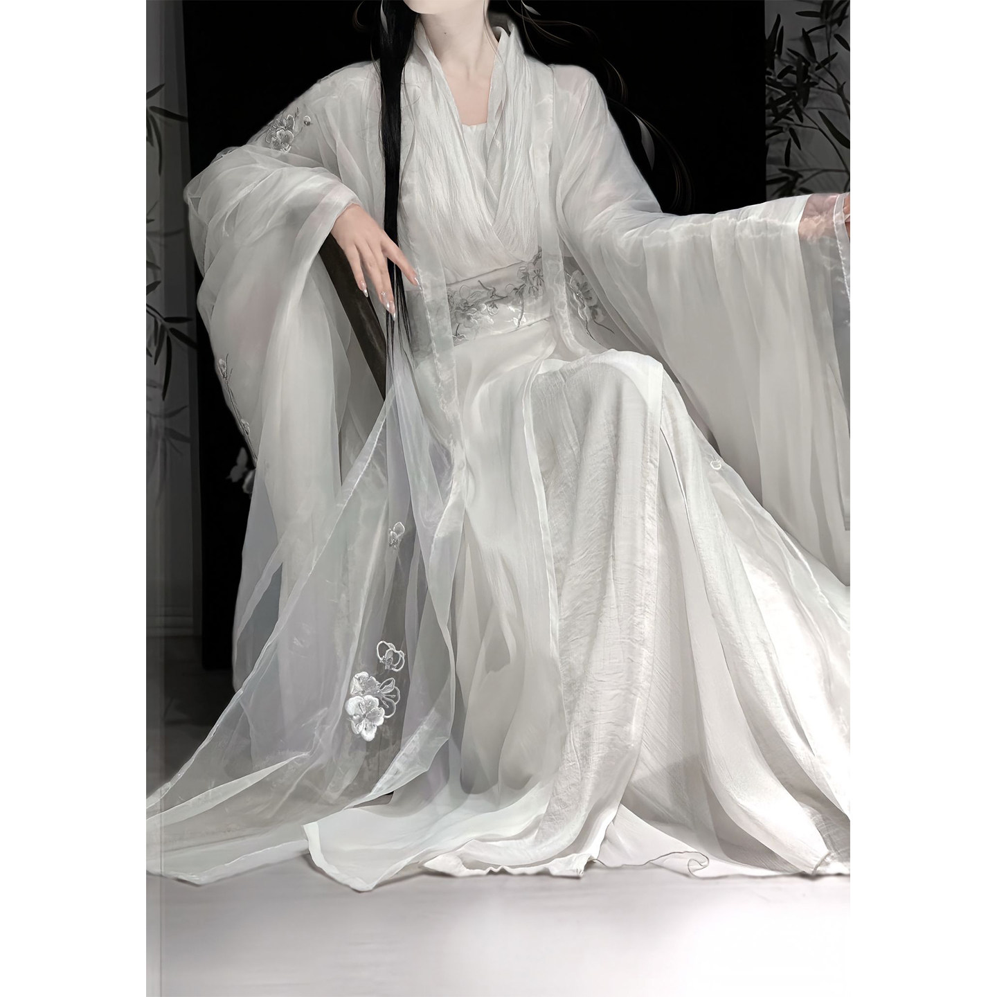 清冷汉服梅花绣花魏晋风汉服套装
