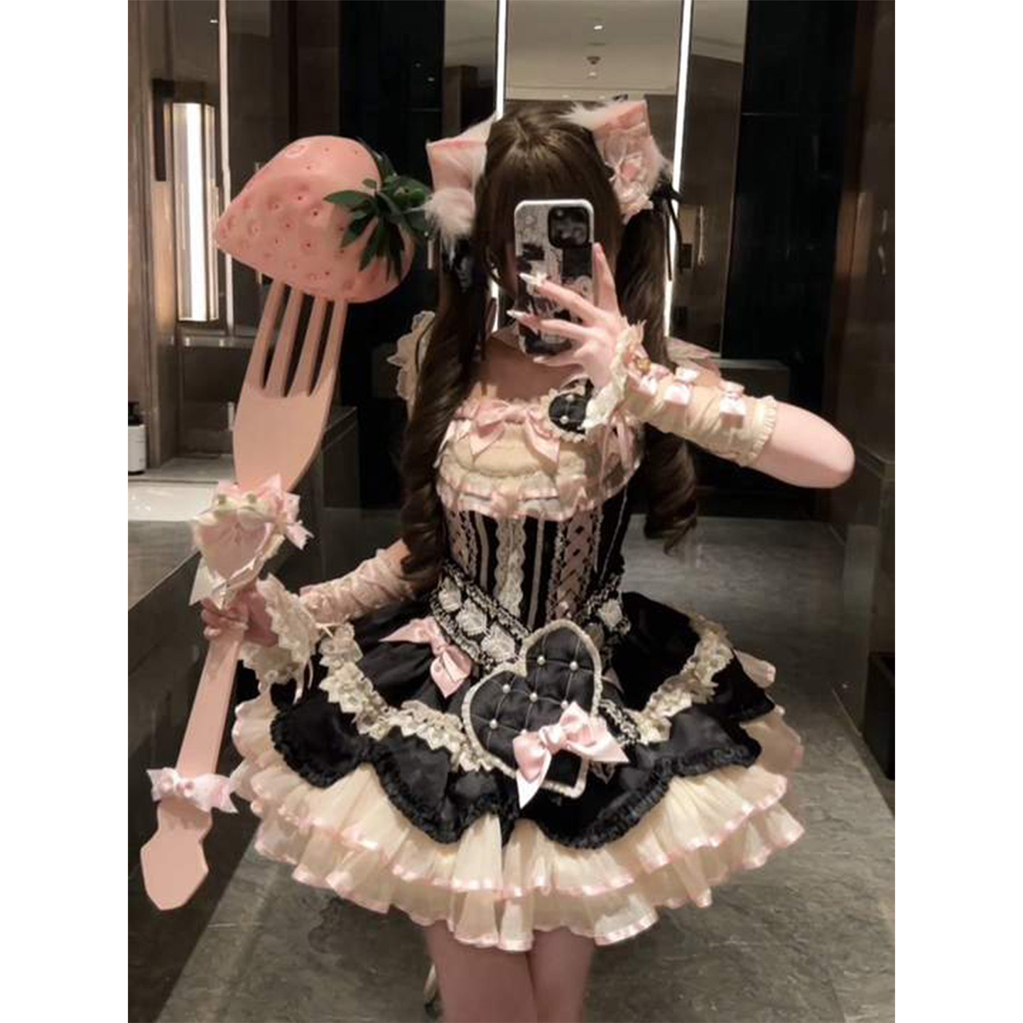 生成黑缎带可爱甜心lolita裙jsk