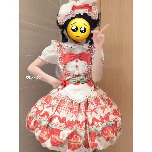 兔莓塔甜美可爱草莓Lolita花苞裙