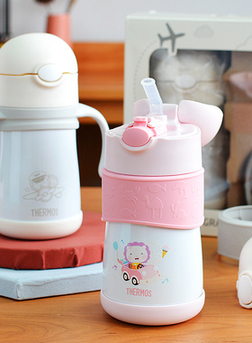清仓膳魔师日本FFH-293儿童吸管直饮保温杯单手开盖防漏水杯