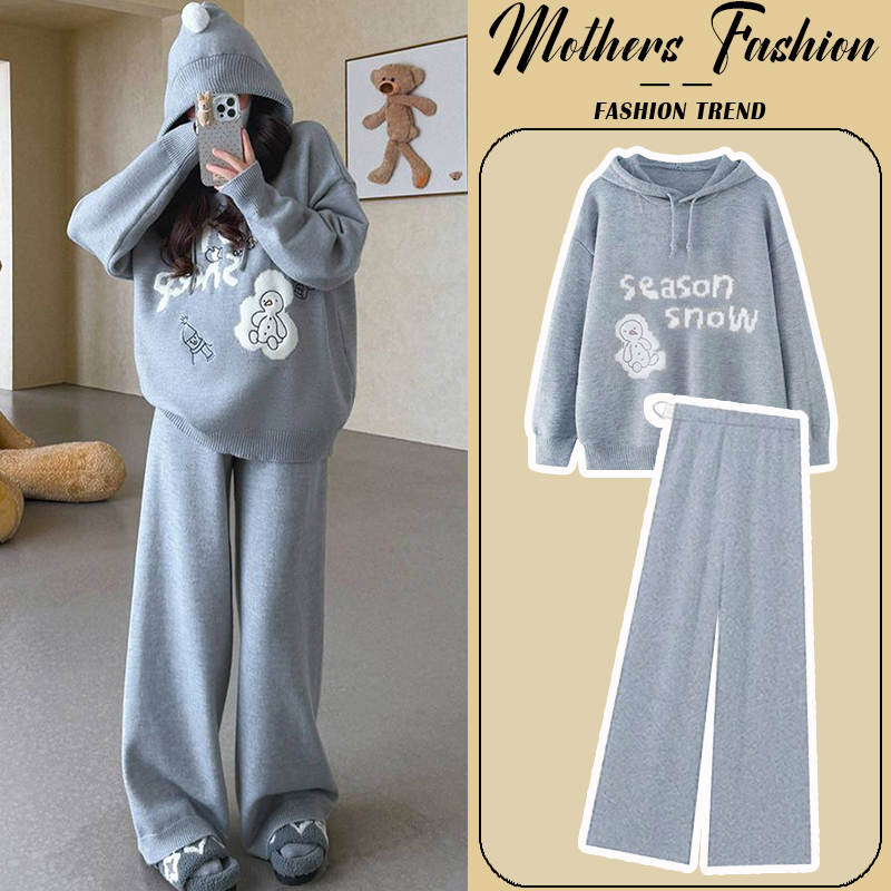 孕妇灰色套装秋冬2025新款