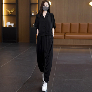 2026新款大码女装休闲妈妈两件套夏季微胖轻奢高级感宽松显瘦套装