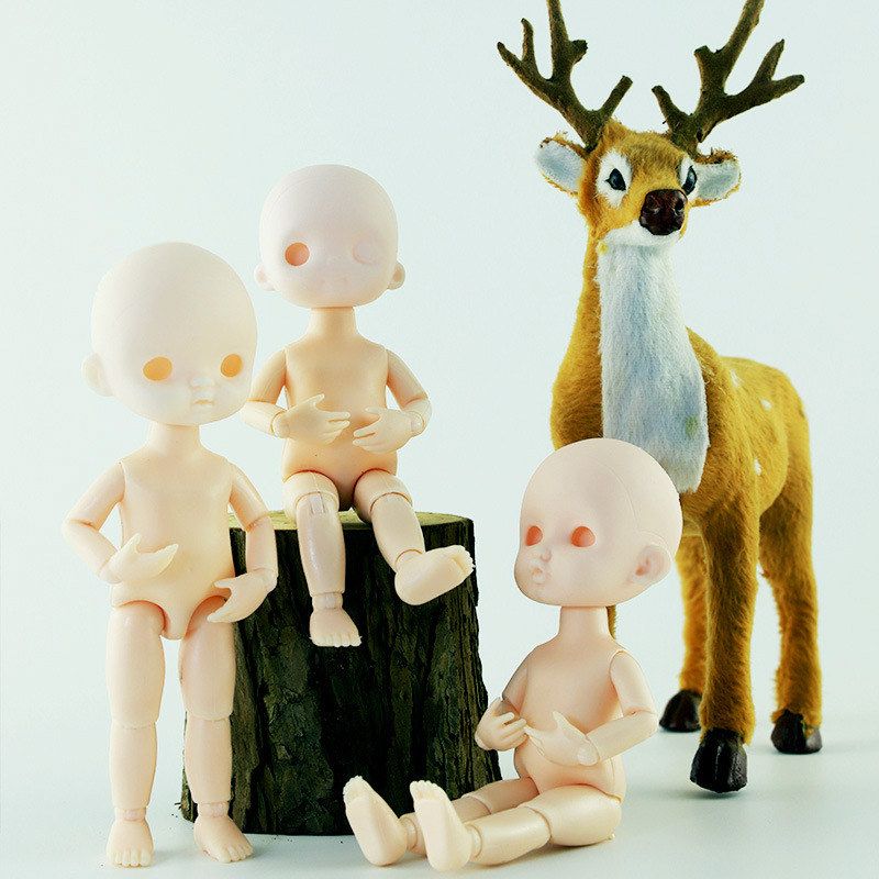 16厘米裸娃娃卡肉 OB11 素头素体BJD白肌改妆 练妆 女孩玩具配件