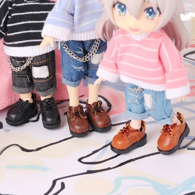 ob11娃娃衣服12分bjd素体娃鞋圆头小皮鞋P9男宝女宝时尚周边gsc