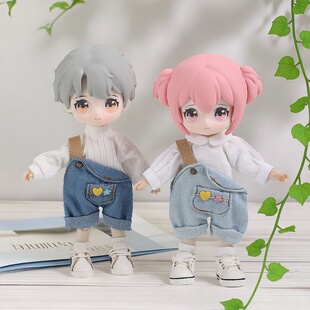 雾岛工坊 ob11单背带裤牛仔宽松休闲bjd裤12分娃娃衣服gsc素体p10