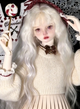 雾岛3分4分6分bjd娃娃假发月白色水波纹空气齐刘海装扮假毛sd假发