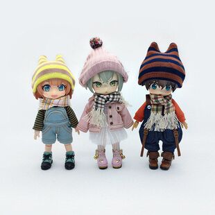 ob11娃衣 p9 YMY秋冬围巾12分bjd格纹复古围巾GSC阿巳2.0娃娃配饰