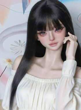 雾岛 6分bjd/sd娃娃齐刘海黑色长直发高颜值可爱黑长直假毛假发