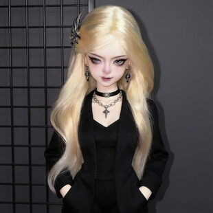 雾岛bjd/sd假发金色齐中分长卷发个性时尚高温丝换装 假毛毛坯发