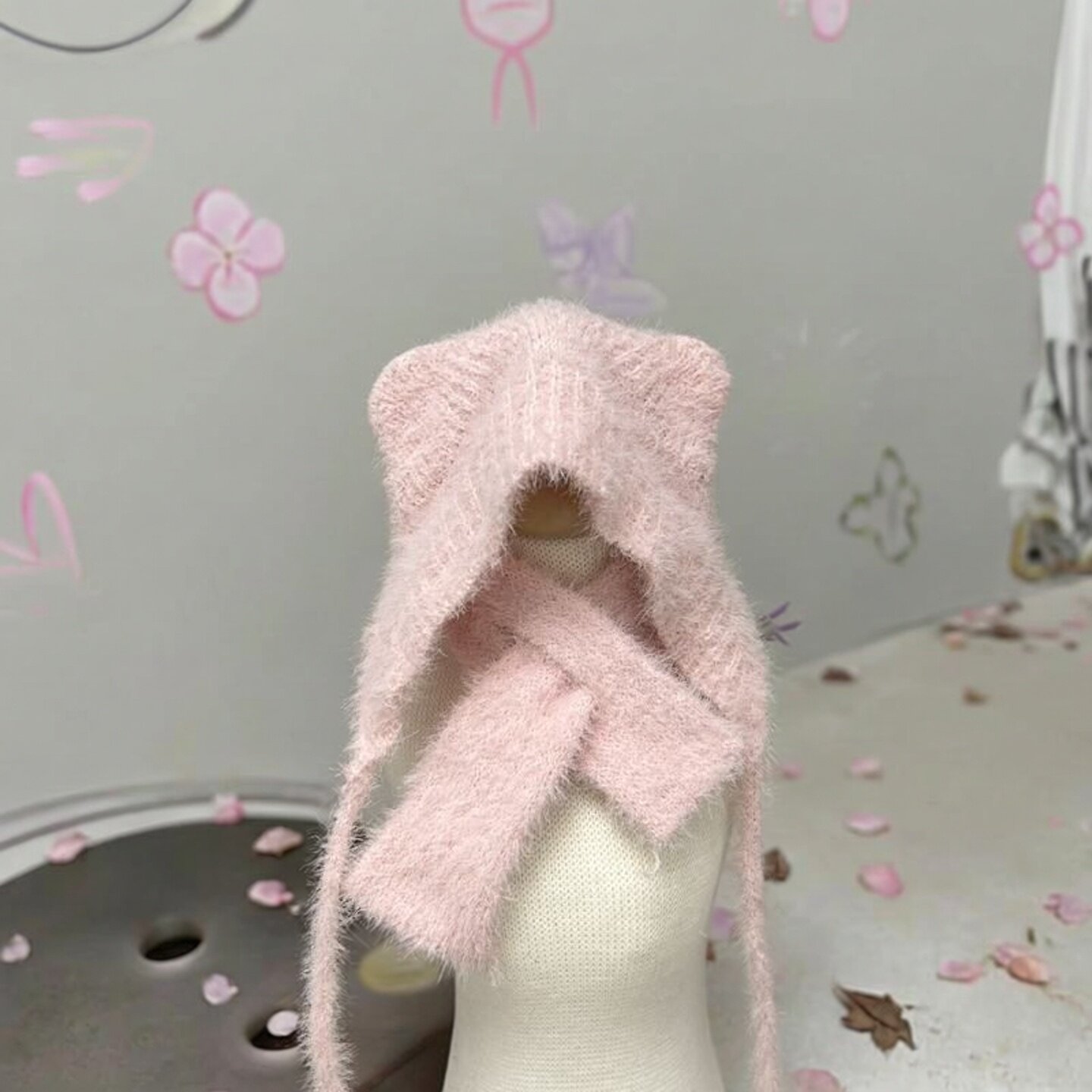 雾岛4分6分BJD娃娃用毛绒猫耳帽围巾套装百搭可爱风娃衣配件配饰