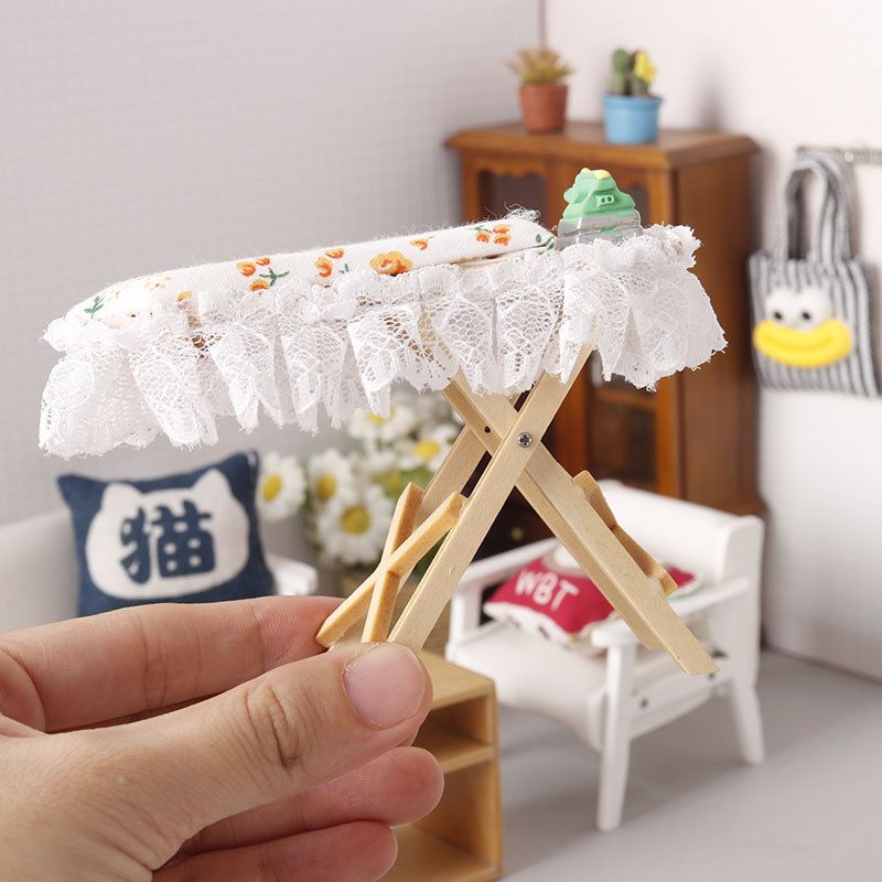 1:12分ob11娃娃屋diy袖珍玩具食玩过家家微缩迷你模型熨衣架熨斗