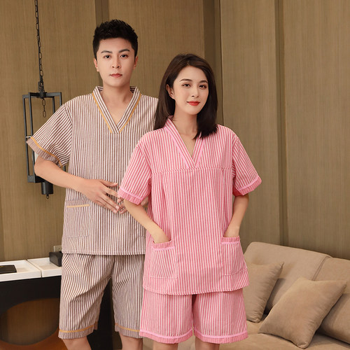 汗蒸服女纯棉提花男士大码情侣款美容洗浴桑拿服按摩艾灸足疗睡衣
