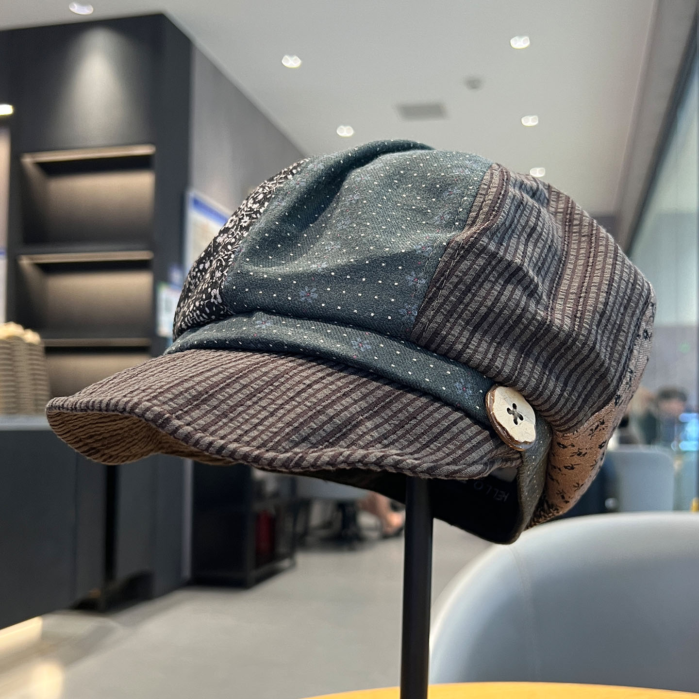 日系复古显脸小拼接撞色报童帽女