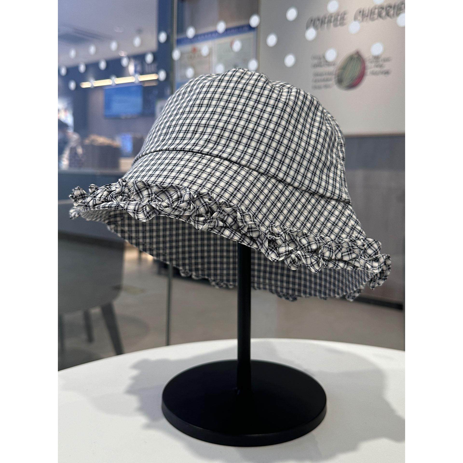 日系小众格纹花边渔夫帽女春夏出游百搭显脸小遮阳水桶帽素颜盆帽,服饰配件/皮带/帽子/围巾,帽子,淘宝优惠券,粉丝福利购,淘宝优惠卷