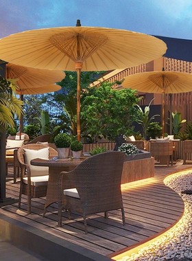 围炉煮茶油纸伞中式复古餐厅民宿庭院户外装饰伞防雨遮阳桐油大伞