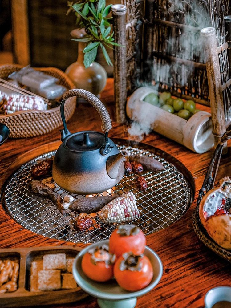 茶桌老榆木圆形户外庭院实木