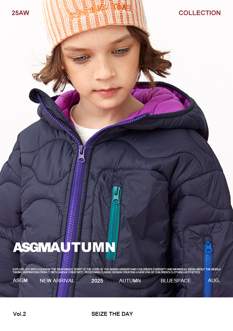 ASGM童装冬季新款儿童羽绒服中大童连帽外套保暖棉服MQD同款