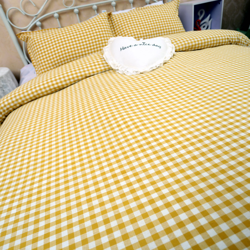 全棉色织平纹格子水洗棉布料定做学生宿舍四季裸睡床单枕套三件套,床上用品,床单,淘宝优惠券,粉丝福利购,淘宝优惠卷