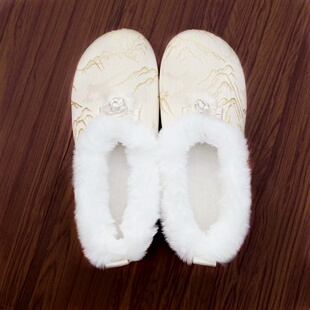 冬季搭配旗袍汉服鞋民族风棉鞋老北京绣花鞋中国风中式加绒棉靴