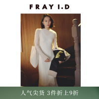 FRAY I.D秋冬馬海毛羊毛混紡蕾絲鏤空連衣裙FWNO244122