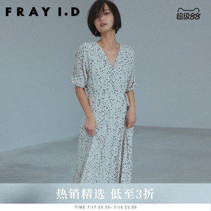 FRAY I.D春夏气质短袖V领系带碎花茶歇连衣裙FWFO231058