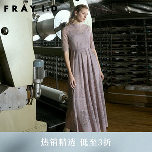 FRAY I.D春夏优雅高腰短袖蕾丝钩花镂空连衣裙FWFO231503