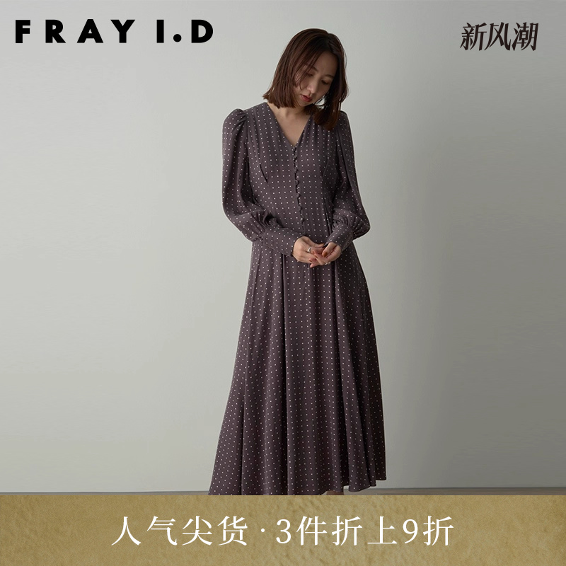 FRAYI.D优雅泡泡袖缎面连衣裙