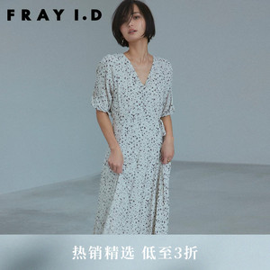 FRAY I.D春夏气质短袖V领系带碎花茶歇连衣裙FWFO231058