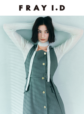 FRAY I.D2025秋冬新品时尚简约纯色微透薄款飘带针织衫FWNT254207