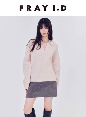 FRAY I.D2025秋冬新品通勤简约V领羊毛混纺针织衫上衣FWNT255011