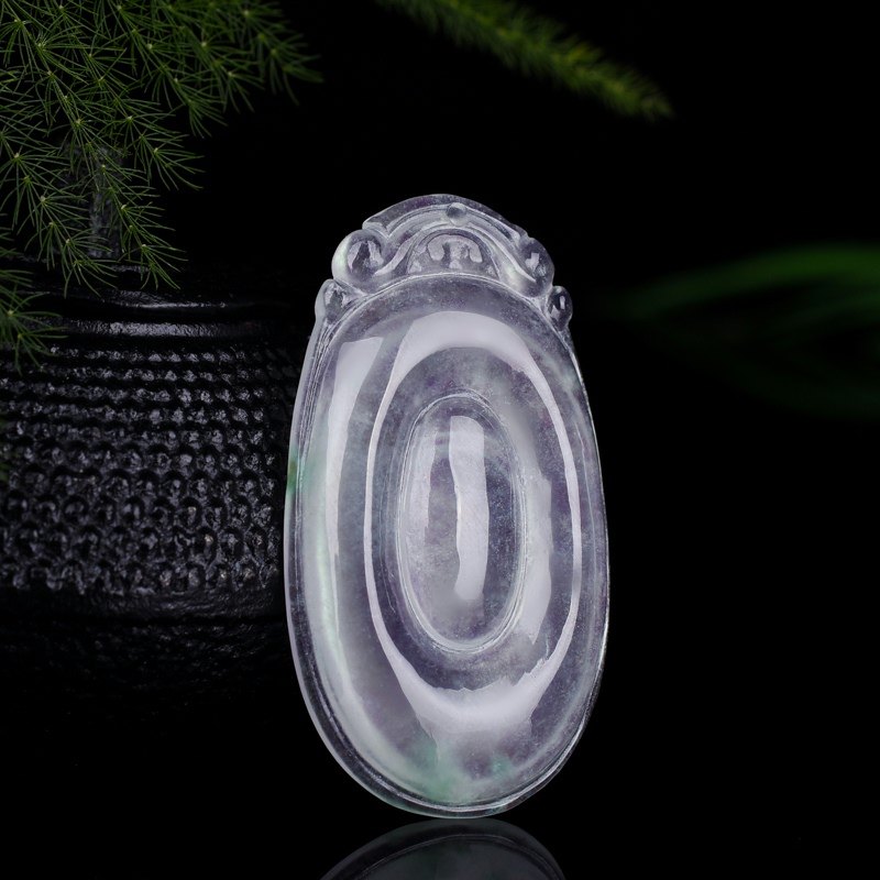 玉翡缘玉器缅甸翡翠福贝如意吊坠女款 飘绿花天然玉石A货吊坠项链