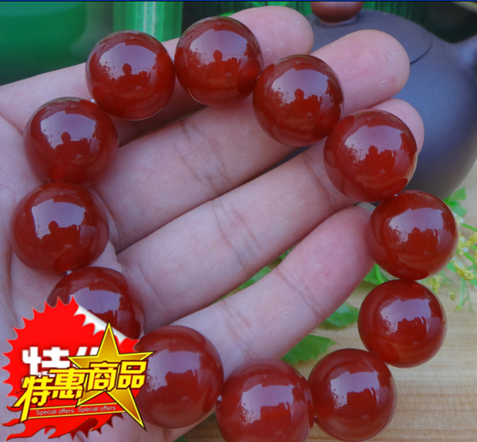 玉翡缘玉器四川凉山南红玛瑙巴西玛瑙男士手链18厘珠霸气手串