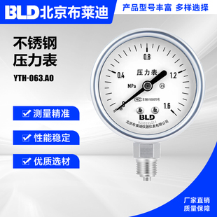 水 气 液 BLD北京布莱迪不锈钢压力表YTH YTN 063.AO 耐震 63H