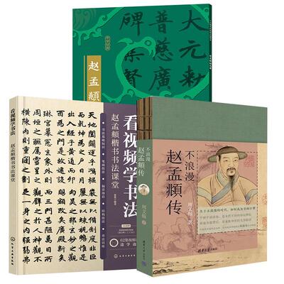 【全3册】十大楷书名帖放大临摹本——赵孟頫胆巴碑 王炜张慧君编+不浪漫：赵孟頫传+看视频学书法——赵孟頫楷书书法课堂
