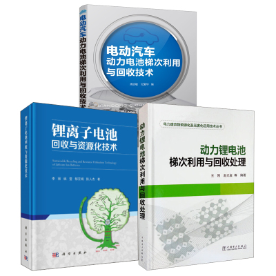 【全3册】动力锂电池梯次利用与回收处理锂离子电池回收与资源化技术电动汽车动力电池梯次利用与回收技术周志敏电力资源应用书籍