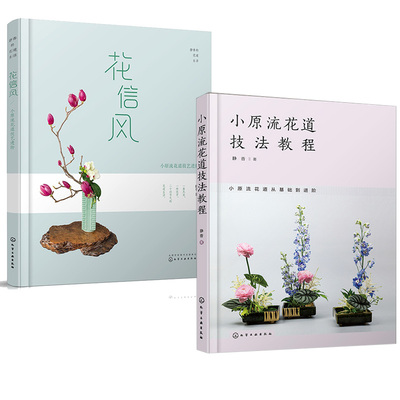 2册静香的花道生活.花信风——小原流花道技艺进阶+小原流花道技法教程 花艺书籍插花教程花型案例详细制作过程设计插花技巧