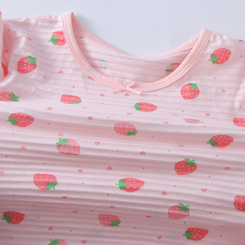 GIRLS THIN PAJAMAS PAJAMAS KIDS LOUNGEWEAR SET GIRLS BABY BAMBOO COTTON SPRING AND AUTUMN SUMMER LONG SLEEVE AIR CONDITIONING CLOTHES