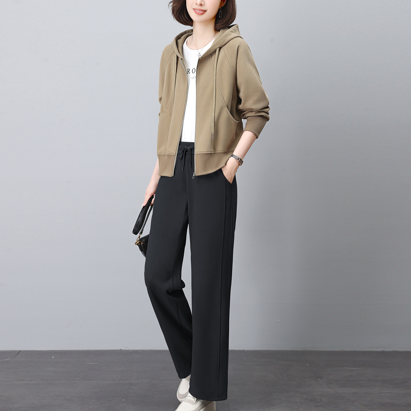 妈妈时尚套装女2025新款秋装搭配一整套减龄休闲短外套裤子两件套