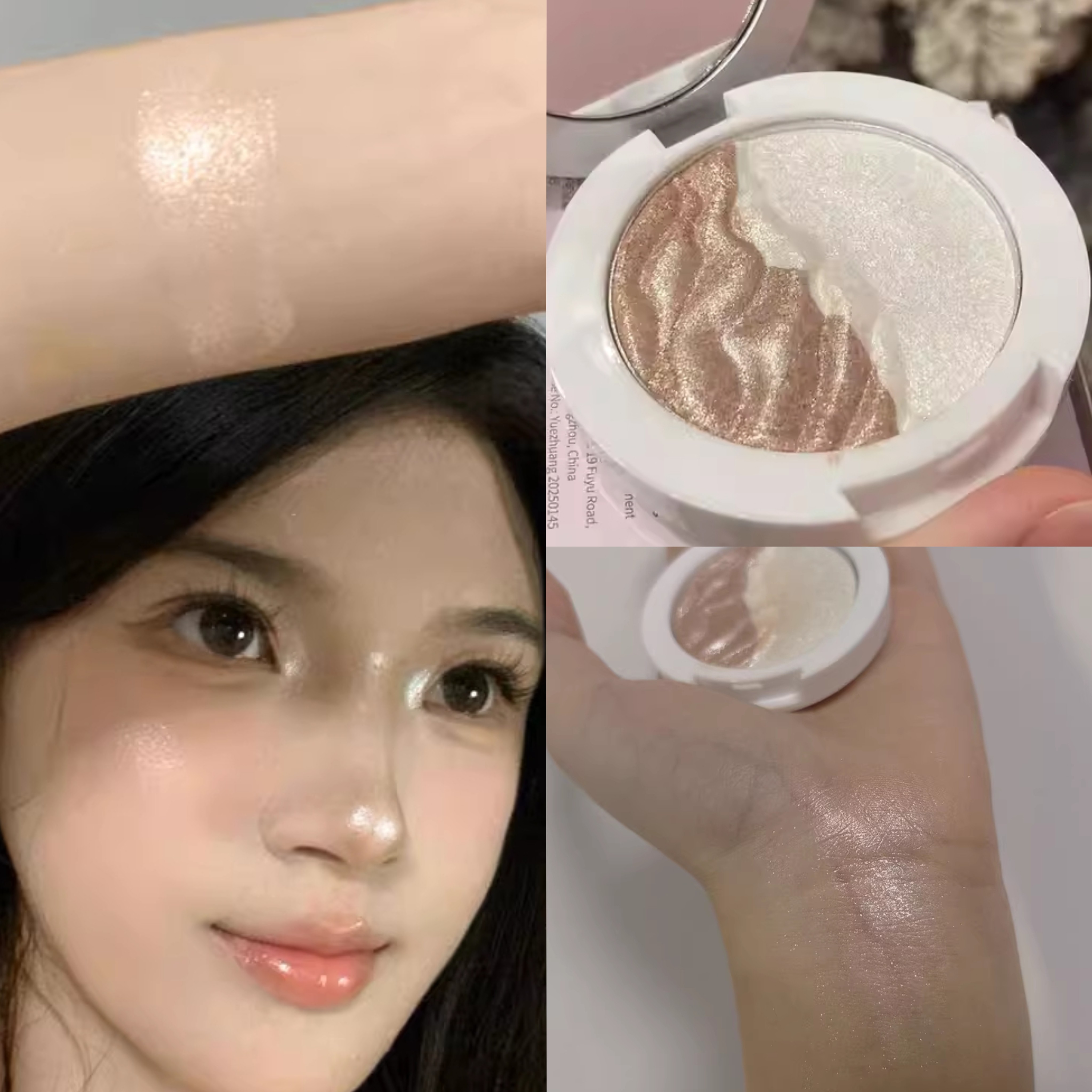 双色高光盘土豆泥软糯湿粉香槟金眼影提亮银白碎闪粉2026新款正品