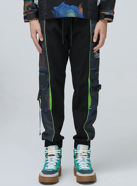 李宁LNG 未来玩家系列多口袋设计扎染宽松男女同款休闲裤FHAC008