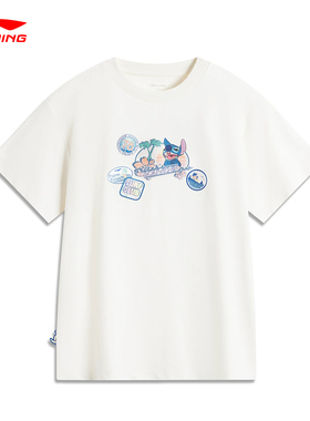 李宁短袖T恤女子迪士尼史迪奇联名2024夏新款运动宽松休闲ATSU170