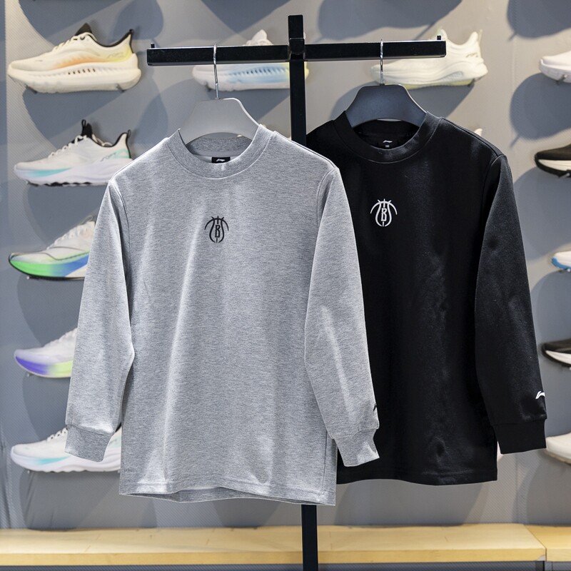 李宁童装长袖T恤2025新款篮球系列男大童青少年宽松套头衫YTLV057