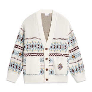 AMBT249 无帽编织线衫 李宁宽松毛衣新年男子休闲时尚 潮流百搭开衫