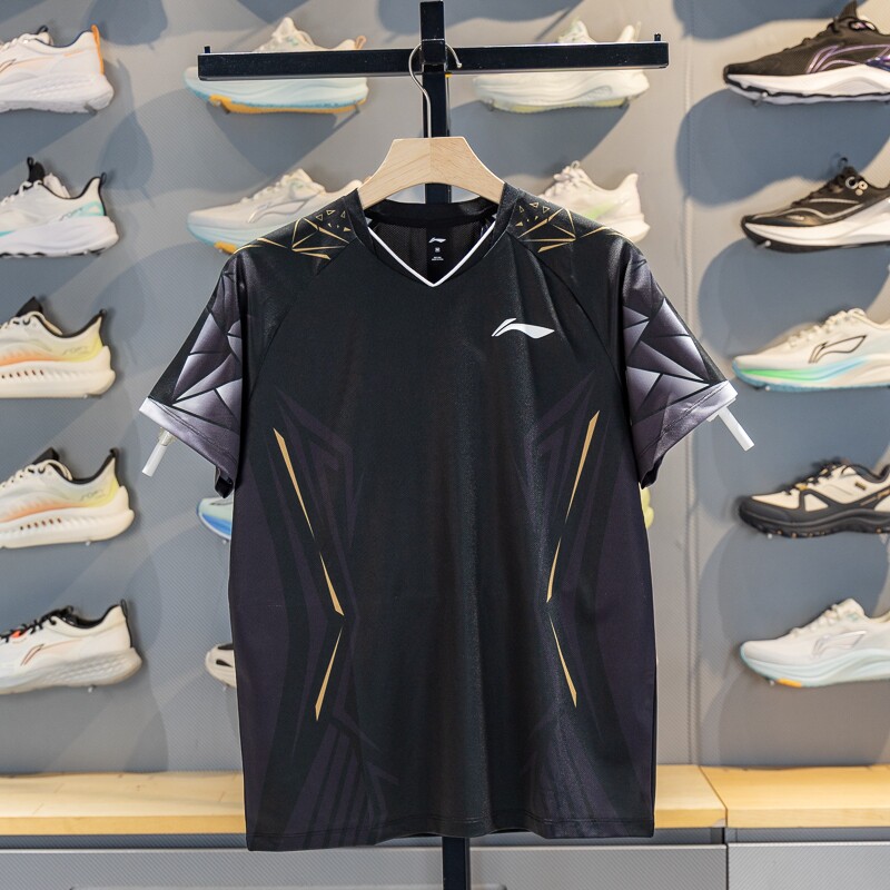 李宁羽毛球服比赛服2025新款国际款球迷版男子速干短袖T恤AAYV021