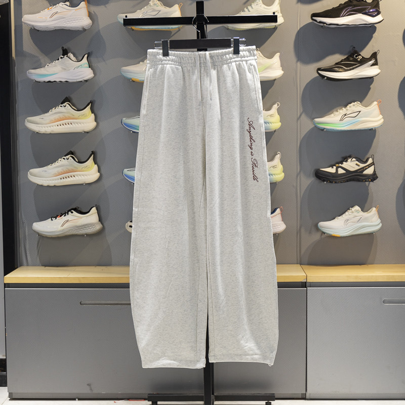 李宁女士卫裤2026春季新款直筒宽松舒适弯刀裤运动长裤AKLW178