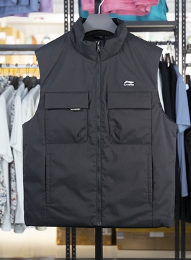 李宁羽绒马甲男子2024冬季新款潮流防泼水保暖马甲AMRU033