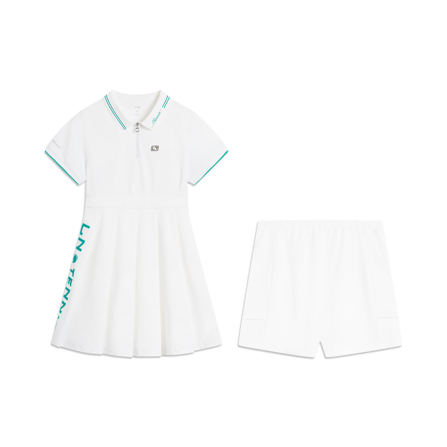 中国李宁女大童网球系列柔软透气时尚冰感舒适连衣裙套装YSKU098