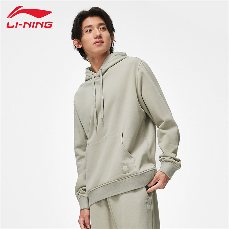 李宁时尚系列男子卫衣秋冬运动潮流百搭套头连帽运动卫衣AWDT963