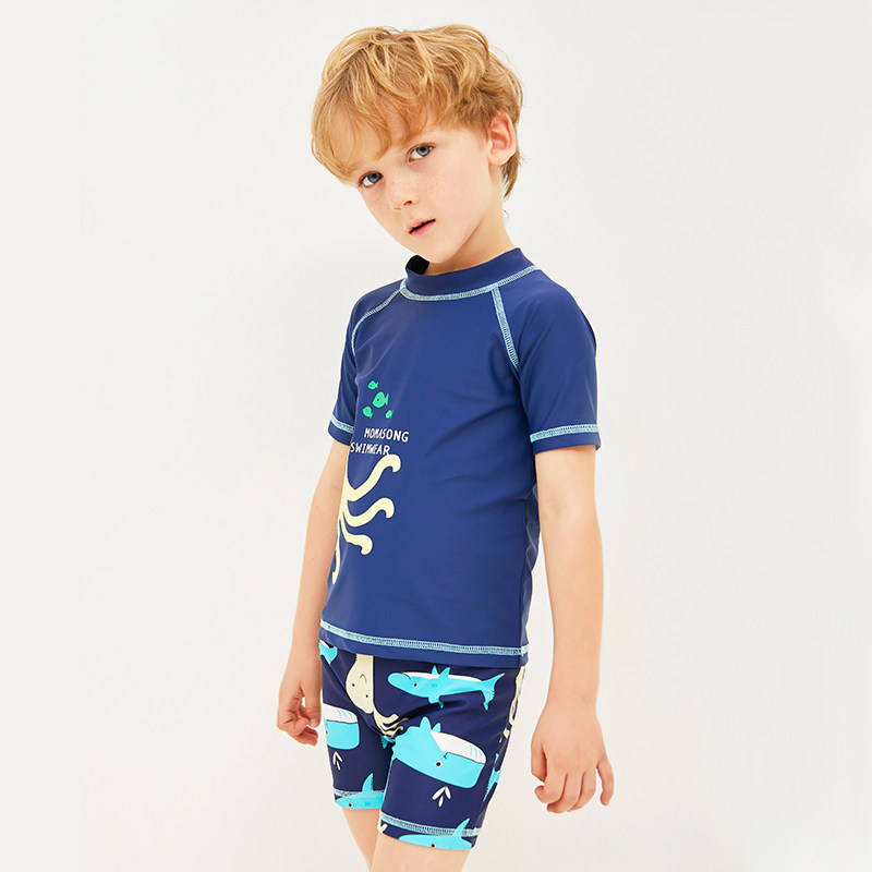 潮童男孩泳装分体男童泳衣泳裤套装三件套宝宝可爱小童儿童游泳衣